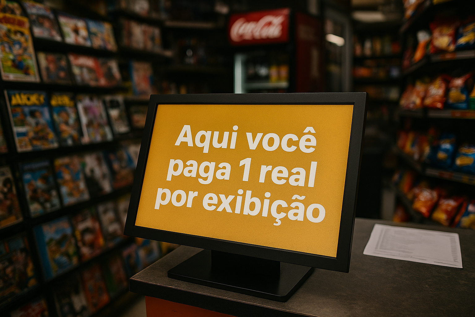 Display digital em estabelecimento