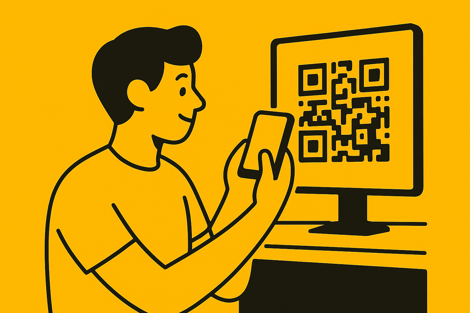 Cliente apontando celular para QR Code